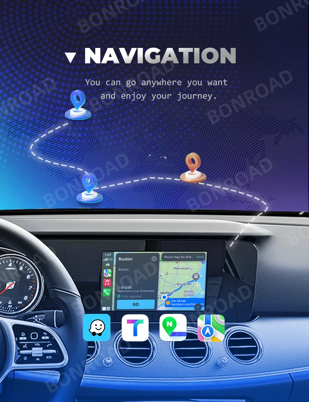 BONROAD Wireless CarPlay Android Auto Interface Smart Modul für Benz E W213 NTG 5.5 mit AirPlay Bluetooth Mirror Link Adapter – Detail 5