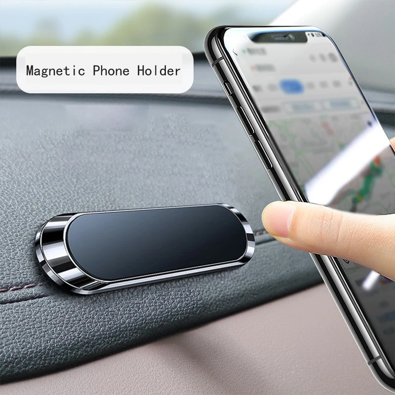

Simple Mini Strip Shape Magnetic Car Phone Holder: Strong Magnetic Car Accessories with Nano-markless Glue