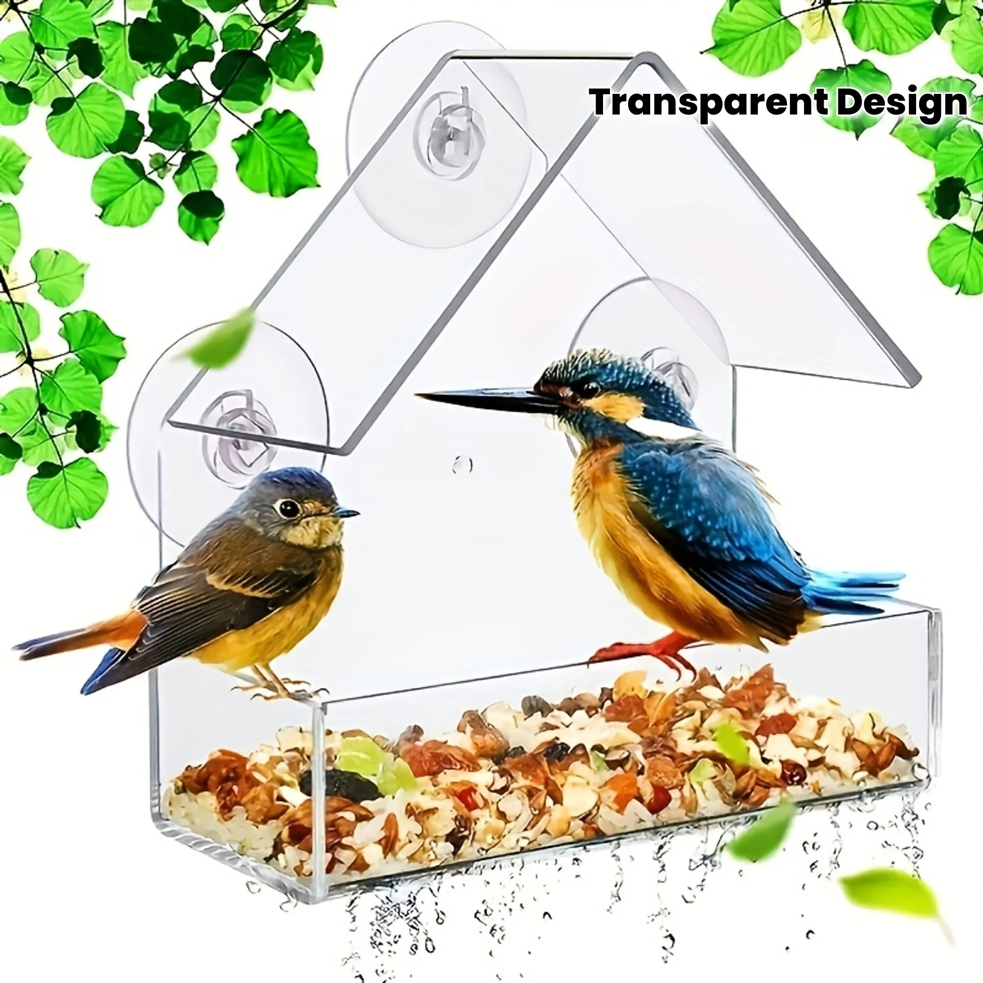 

Clear Acrylic Bird Feeder with Suction Cup Outdoor Food Bowl for All Birds Perfect for Window or Glass Door Installation Bird Fe