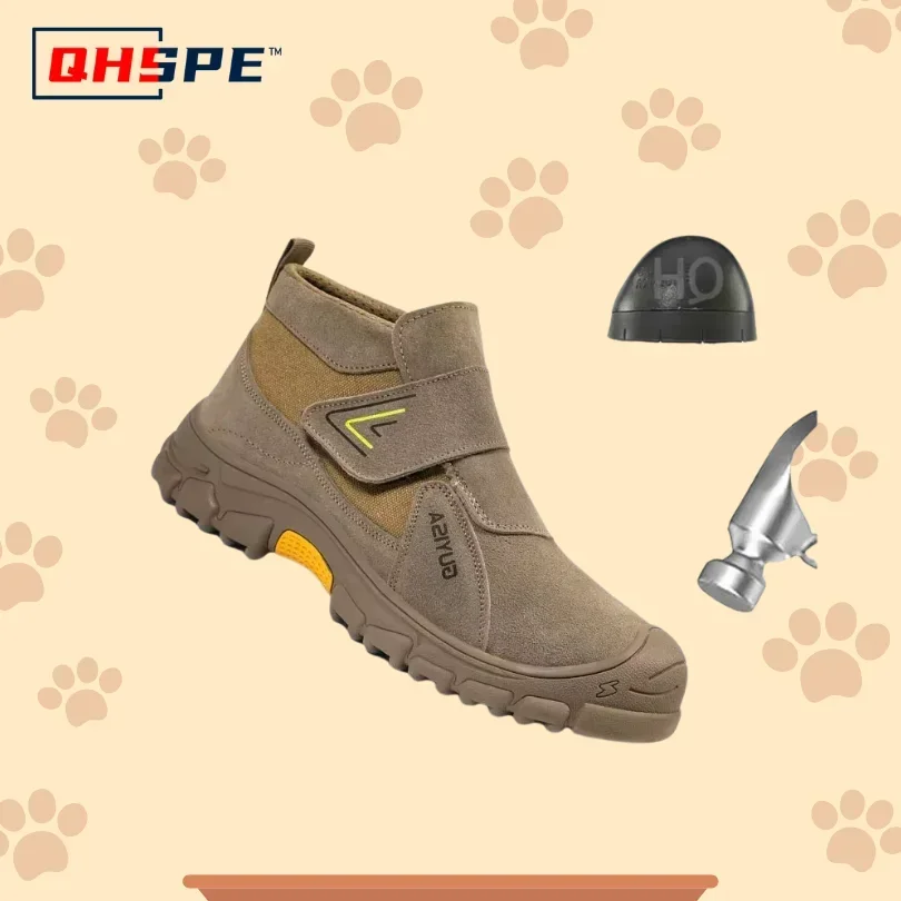 Welding Safety Shoes - Anti-Scald Steel Toe Boots for Men/Women, Anti-Smash & Puncture Proof, Wear-Resistant Suede Work Shoes