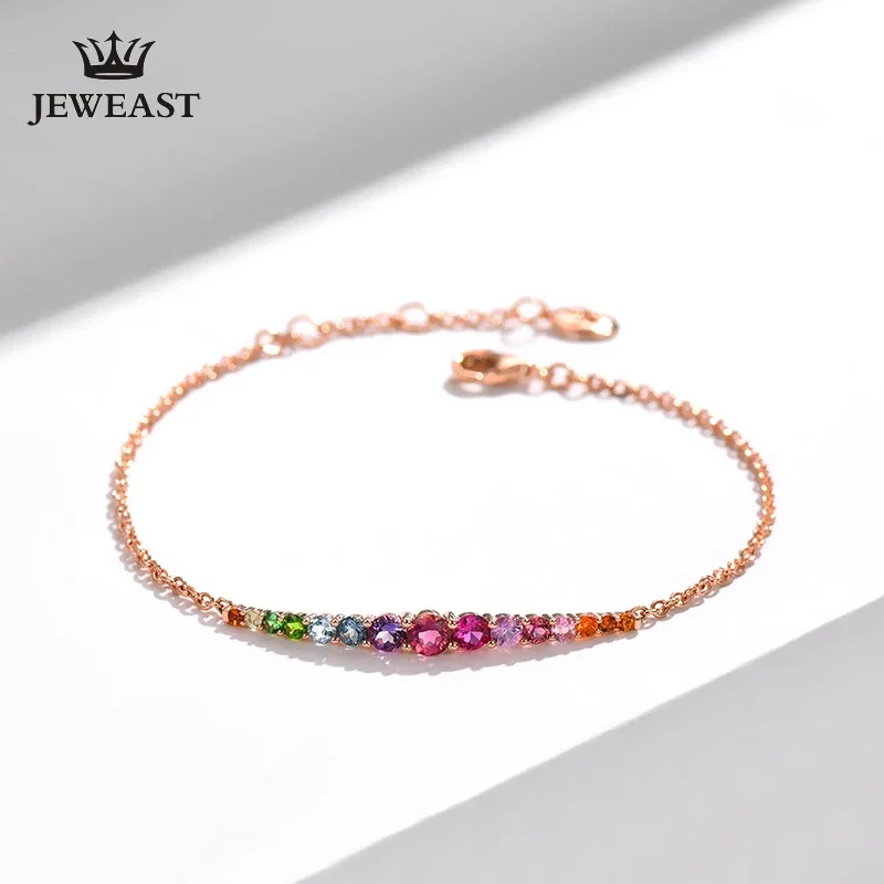 Natural Tourmaline 18k Pure Gold Female Bracelets Fine Jewelry Gift Girl Thin Trendy Solid 750 Real Bangle Party Nice