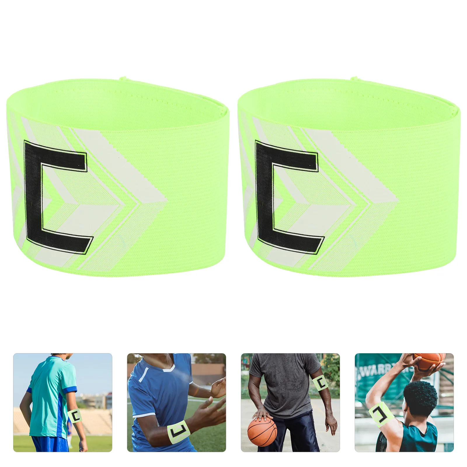 

2Pcs Football Captain Armbands Bright Color Long-Lasting Print Youth Adult Adjustable Arm Sleeves for Soccer Baseball