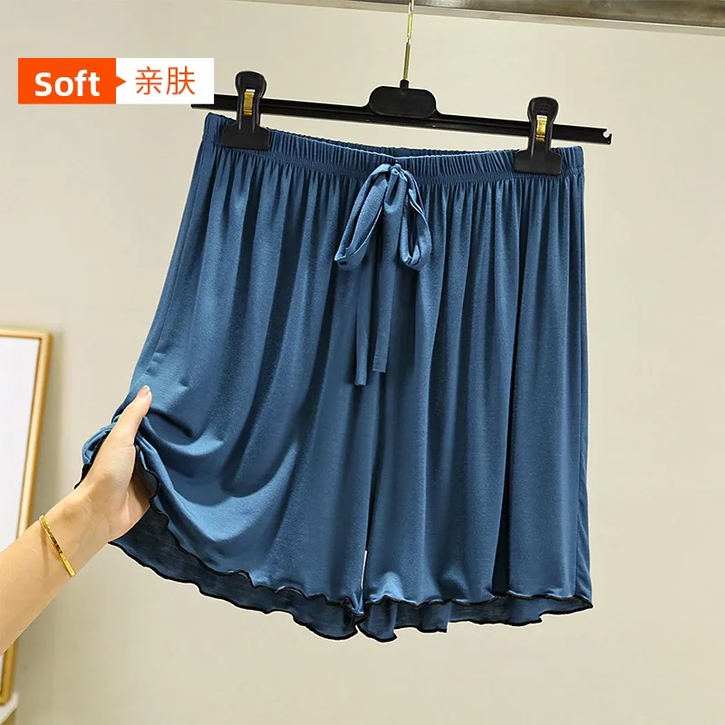 plus Size High Waist Modal Shorts Women's Summer Casual Pants Thin Five-Point Sleepwear Floral  Wide Leg Pants