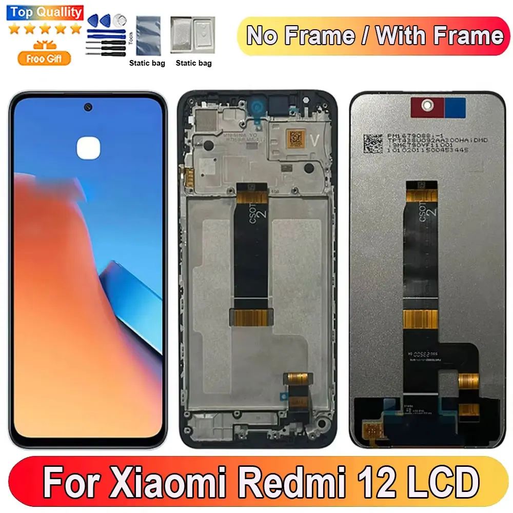 

6.79''For Xiaomi Redmi 12 LCD Display Screen Touch Panel Digitizer Replacement Parts For Xiaomi Redmi 12 Screen With Frame