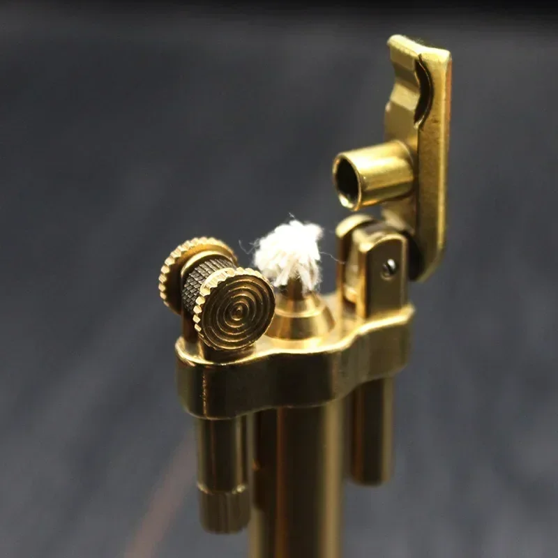 New Pure Copper Windproof Grinding Wheel Lighter Creative Torch Shape Ultra-thin Retro Collection Lighters For Men Gift