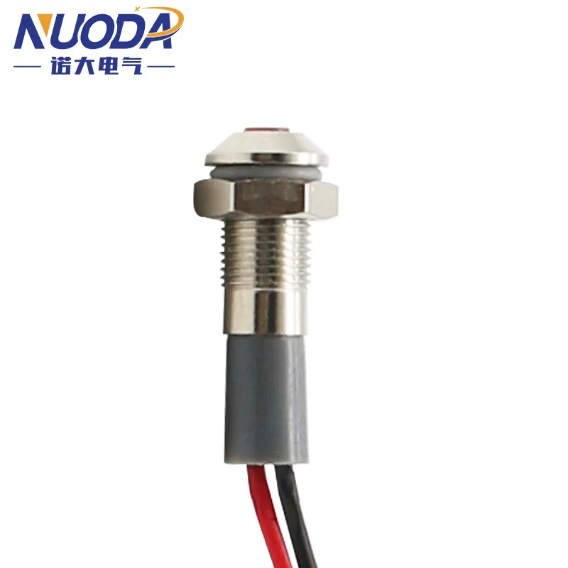 NUODA Higher quality LED Waterproof Metal Indicator Light Signal Lamp With Wire Red/Yellow/Blue/Green/White Metal Button