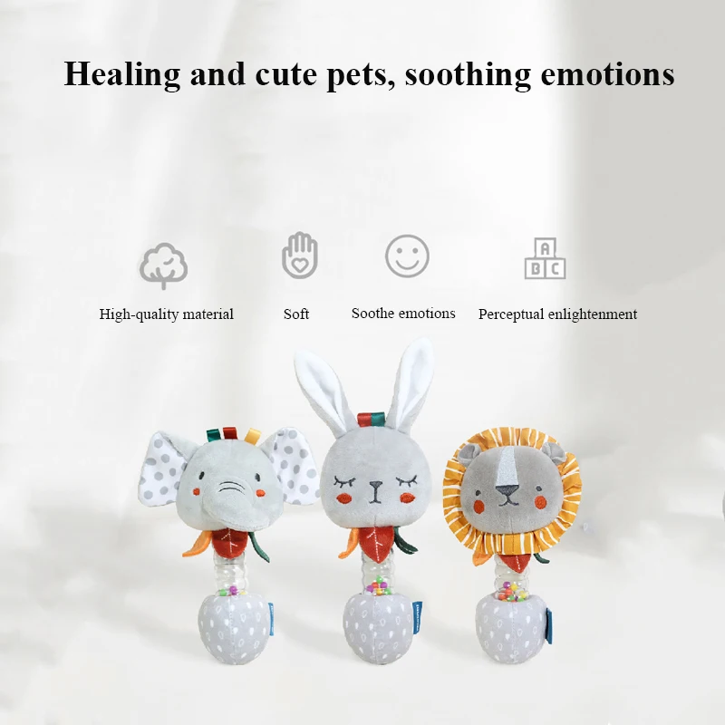 Baby Toys 0-12 Months Cute Plush Animal Stuffed Handbell Portable Soothing toys Rattle Toys Newborn Gifts