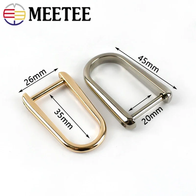 Meetee 2/4pcs ID20mm Detachable Screw D Buckle U Ring Metal Keychain Hanger Hook Clasp DIY Handbag Hardware Leather Accessories