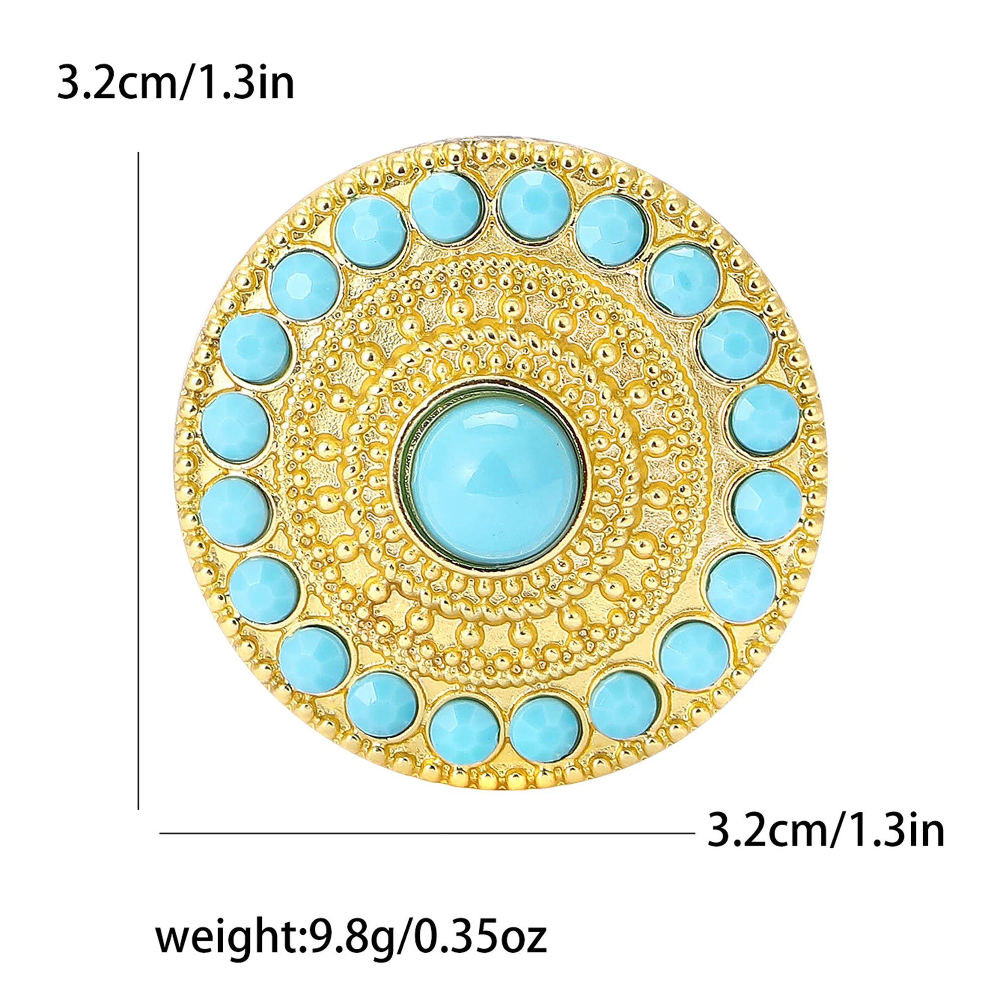 Beaut&Berry Bohemian Turkish Pearl Flower Brooches for Women Unisex Turquoise Pins Casual Party Accessories New Gifts Friends