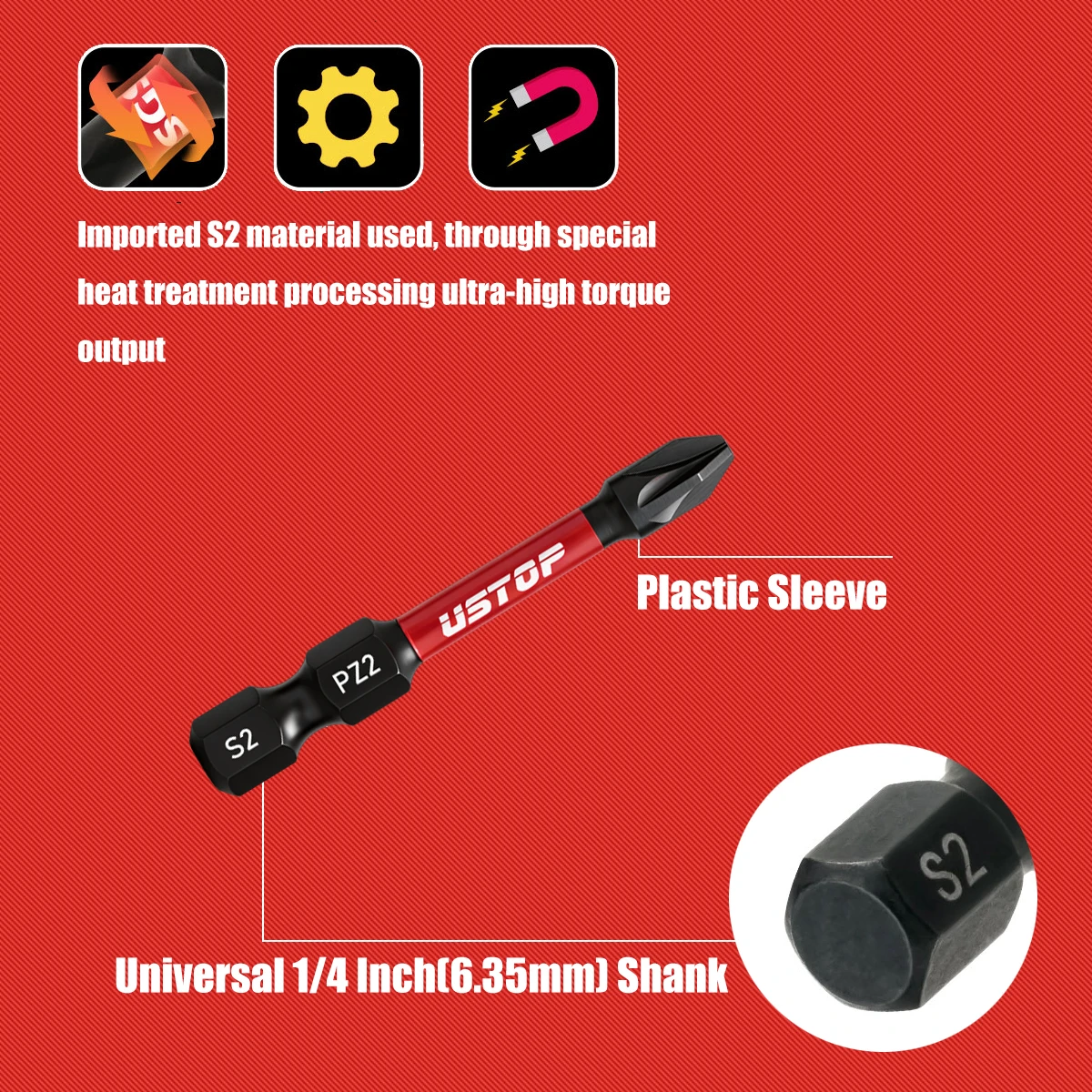 Hochfeste, Stoßfeste Pz 2m Schlagschrauber-Bits, 10-teiliges Set, 50mm, mit Magnetischer Drehmomentfreigabe-Struktur, Langlebig und Dauerhaft – Detail 4
