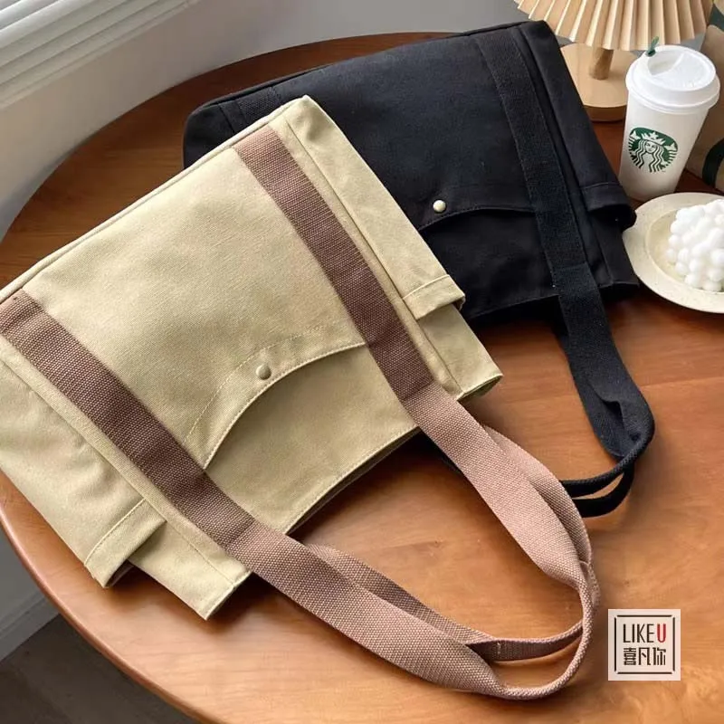 Women\'S Tote Bag Casual Canvas Shopping Female Crossbody Large Capacity Solid Shoulder Shopper Bags Fashion Female Handbag New