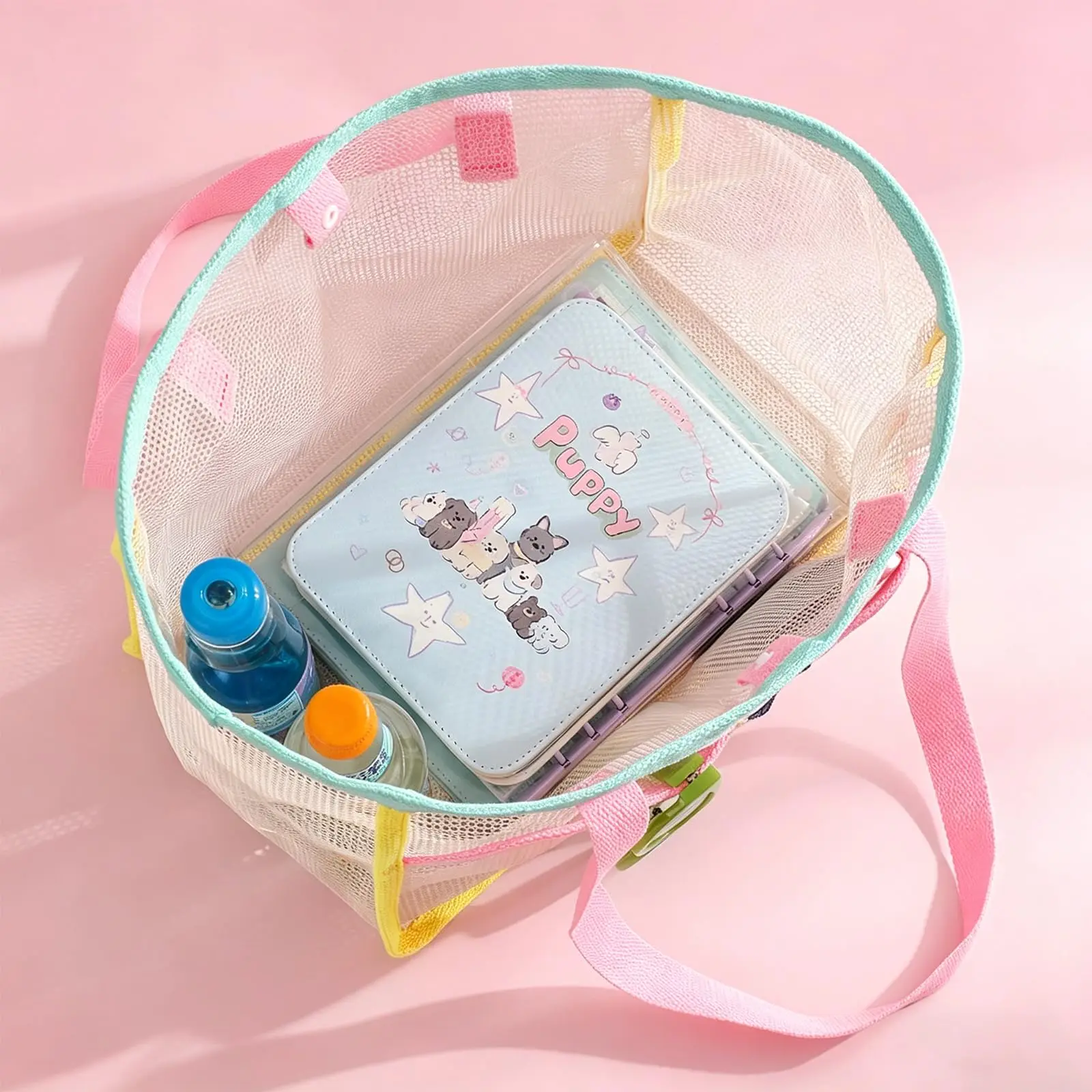 Beach Bags for Women Colorful Foldable Net Sand Tote Bag Travel Pool Storage Pocket for Beach Accessories view 3
