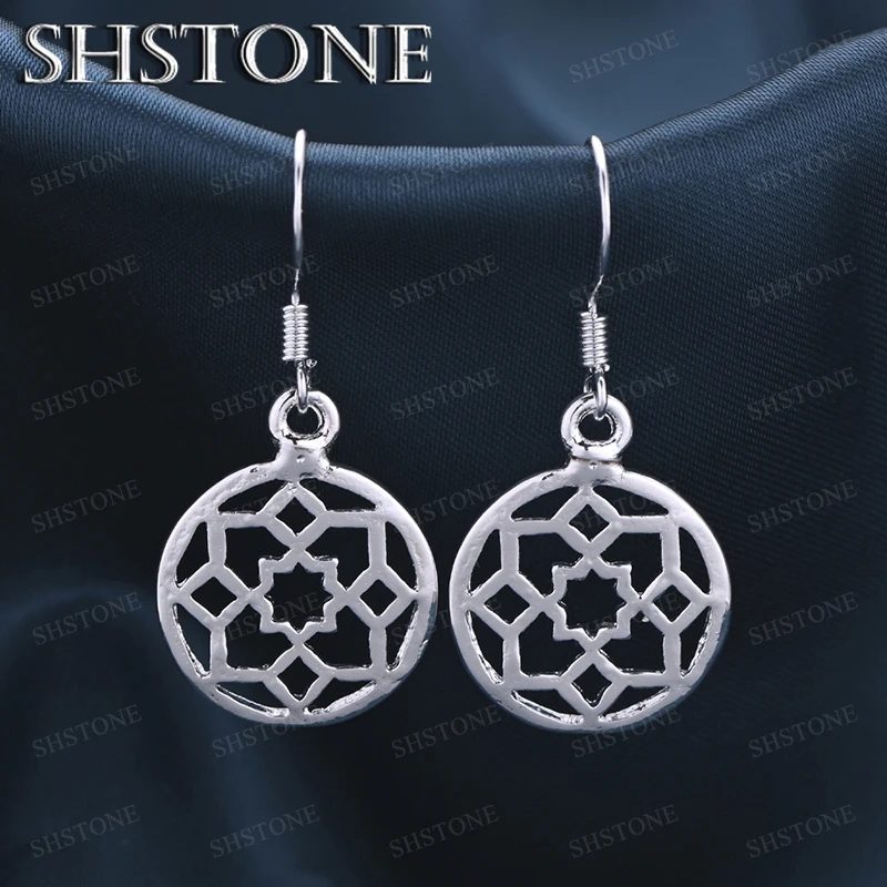 

Popular 925 Sterling Silver Round Hollow Flower Pattern Drop Earrings Beautiful Jewelry Lady Wedding Birthday Party Accessories
