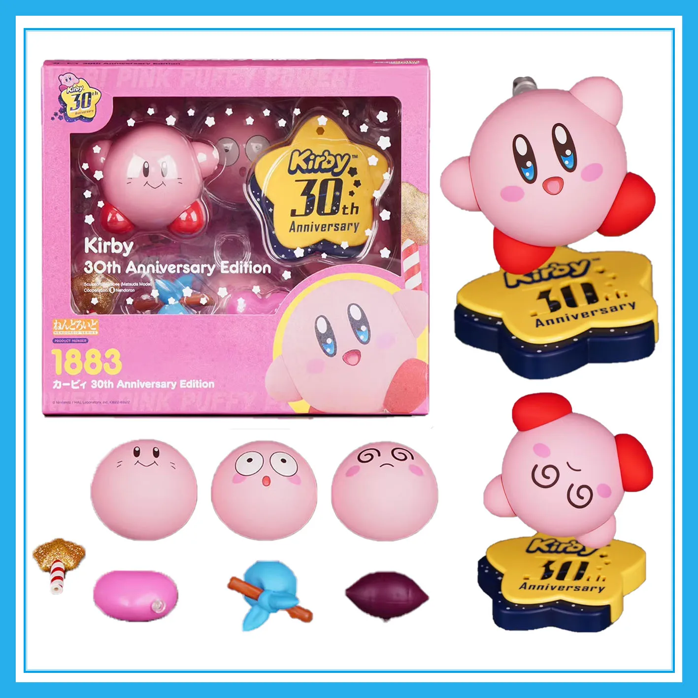 8.5cm Q Version Nendoroid 1883 #Kirby 30th Anniversary Edition Magnetic Movable Multi-Accessory Hand Model Toy Doll Custom Gift