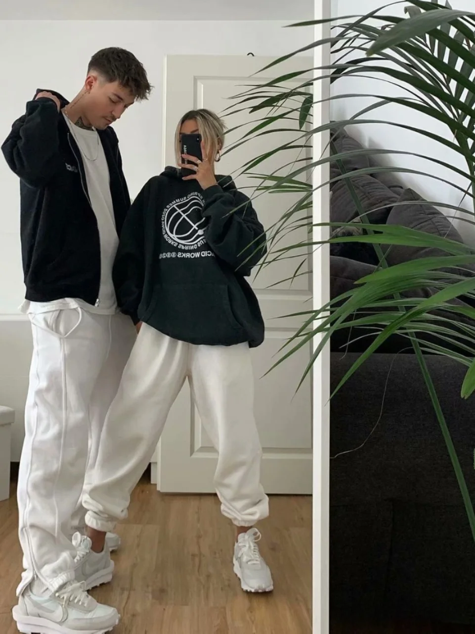 ay عادية Harajuku Sle المرأة السراويل الرياضية عالية الخصر السراويل الطويلة الشارع Faion سبليت الكفة سستة الترفيه Sweatpants #2