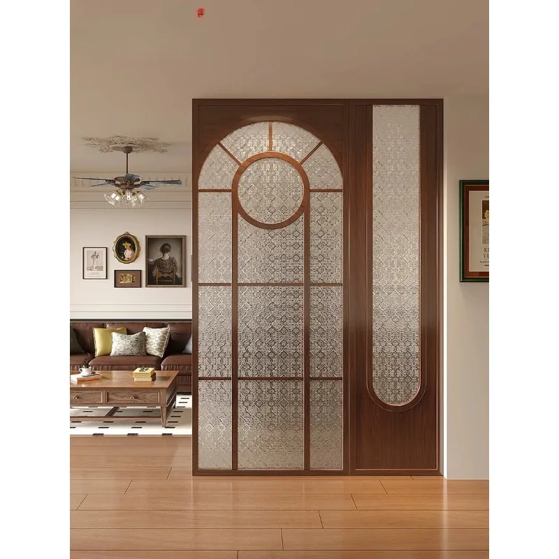 Entry screen partition, living room entry door block solid wood glass porch through the hall hotel