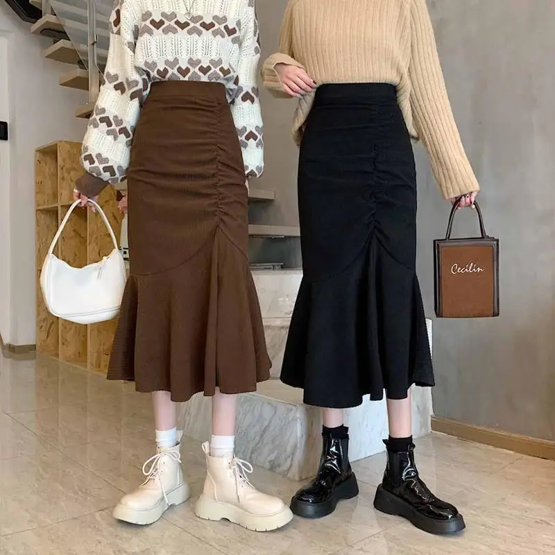 Skirts Women Autumn Cozy Slim Fashionable Personality Temperament Mid-calf Chic Simple Pure Soft Charming Elegant Streetwear New