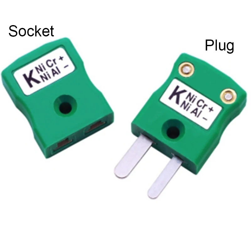 1PC Green K Type Thermocouple Connector Plug and Socket Furnace Temperature Test Line 1M 2M 220℃ Solder Joint Measurement