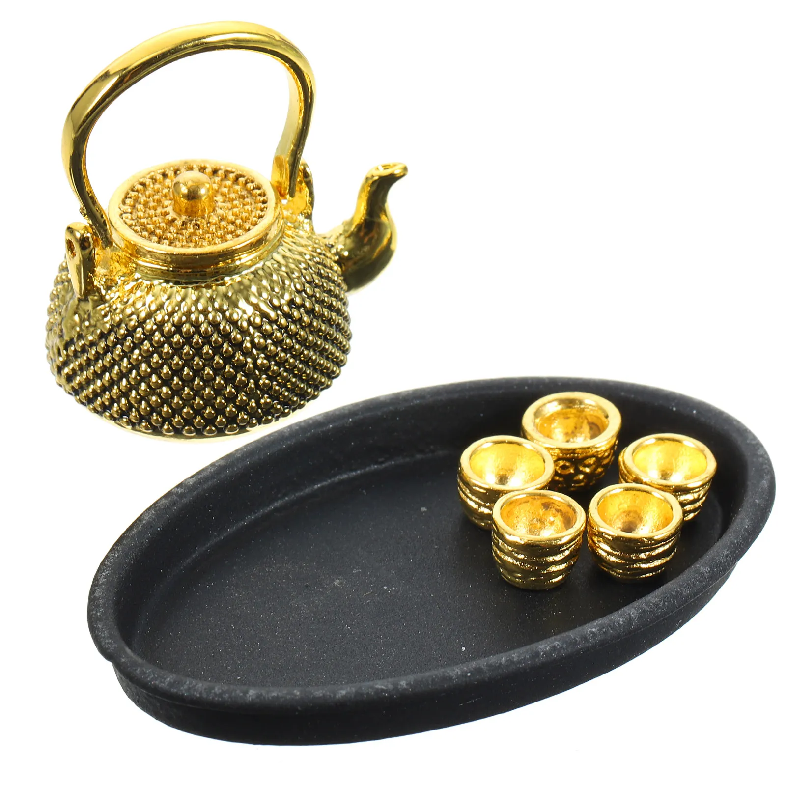 

1Set Mini Kitchen Utensils Metal Miniature Tea Cup Set Vintage Style Mini House Accessories Pretend Gift