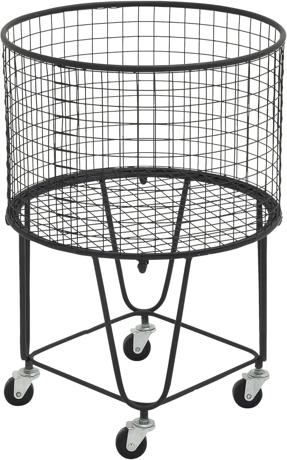 

CosmoLiving by Cosmopolitan Metal Storage Cart Deep Set Rolling Mesh Laundry Basket , 18" x 18" x 24", Black