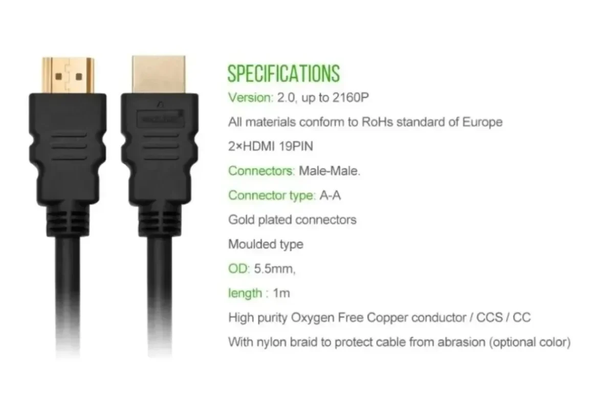 VIKEFON 1,5 m 4K 60 Hz High-Speed-2.0-Verbindungskabel für UHD FHD PS3 PS4 Xbox TV zum Anschluss des Monitors HDMI-kompatibles Kabel – Detail 1