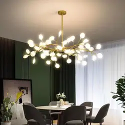 Nowoczesne żyrandole LED Branch do salonu jadalnia sypialnia kuchnia lampy Firefly Home Decor wewnętrzna wisząca oprawa oświetleniowa