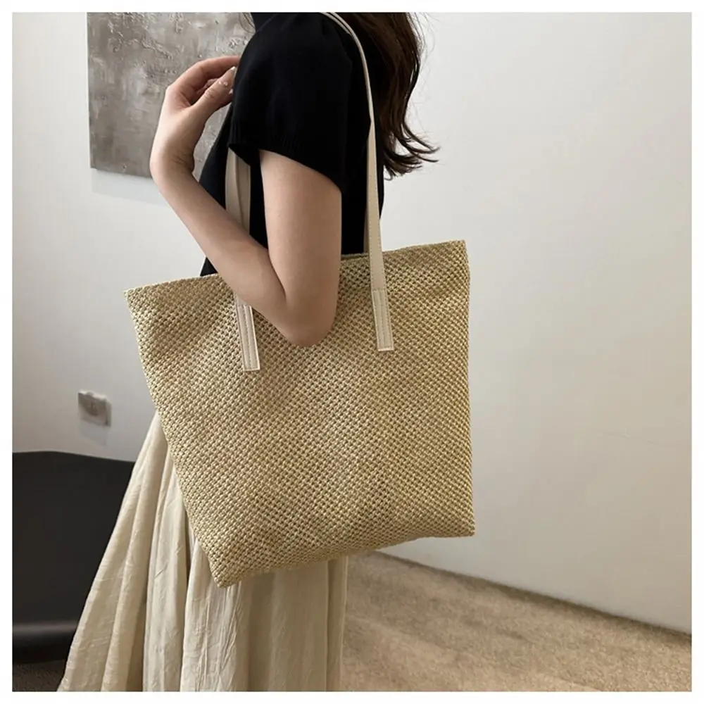 Sac à Main en Paille de Rotin Tressé à la Main de Grande Capacité, Mignon, Tissé, pour Femme