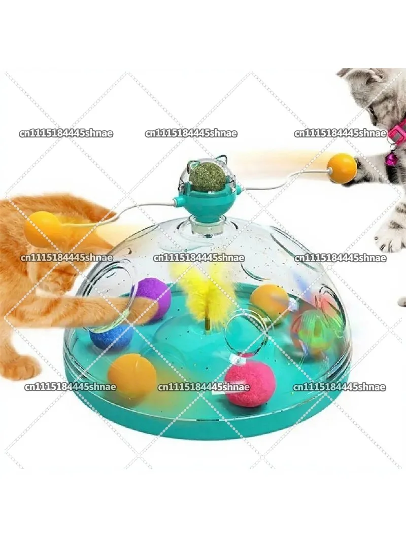 Indoor Multi-Function Cat Toy Track Ball Feather Interactive Catnip Toys for Kittens Turntable Cat Puzzle Toy Funny Interactive