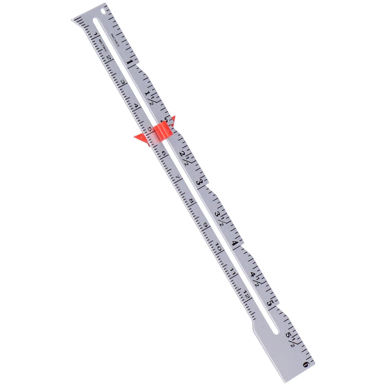 Jauge de mesure d'ourlet de couture en alliage d'aluminium, jauge coulissante de couture, outils de mesure de la marge de couture 15x1.7cm