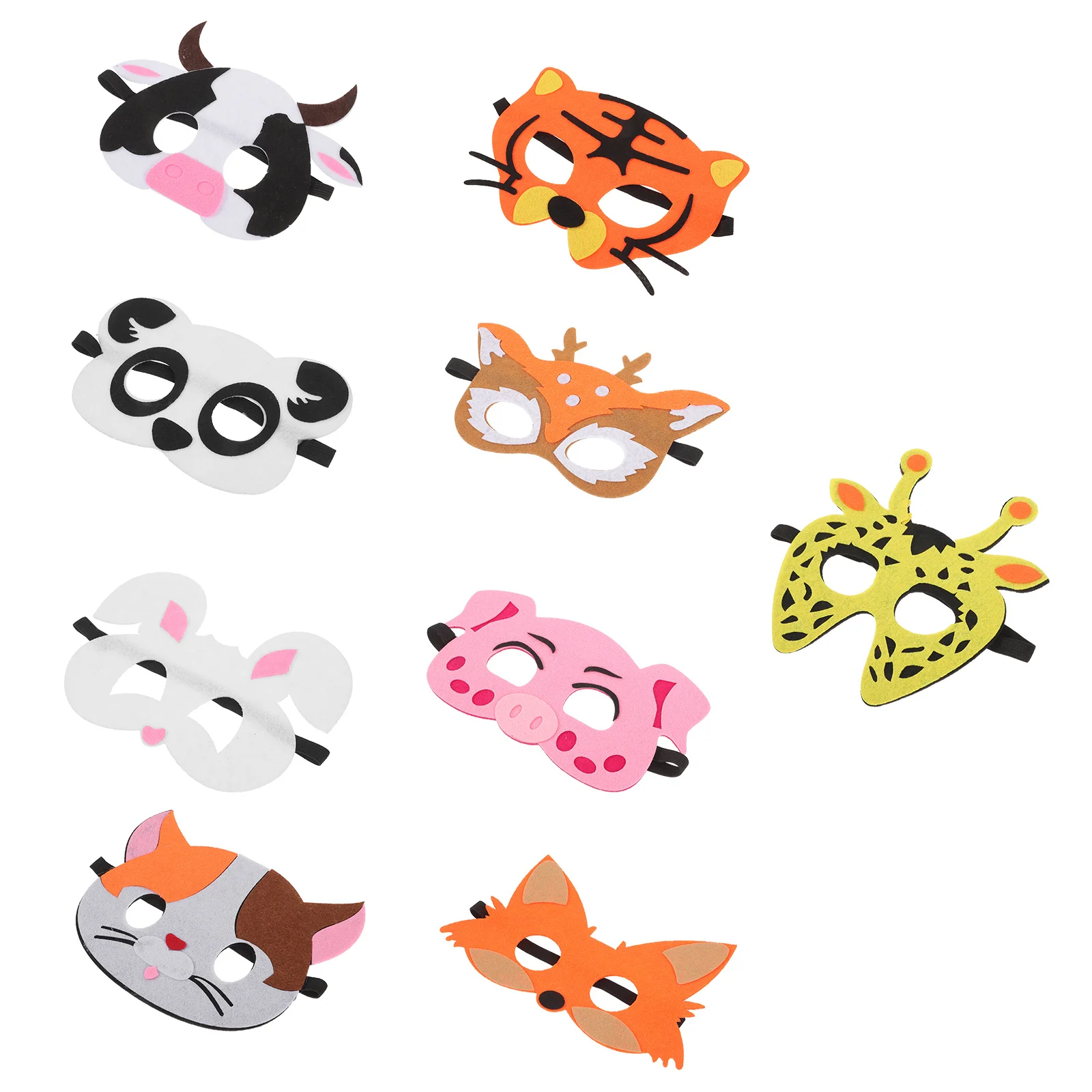 18 قطعة من أقنعة الحيوانات اللباد للأطفال، فستان جميل للحفلات، قناع الهالوين كرنفال كوسبلاي، مجموعة إكسسوارات رائعة