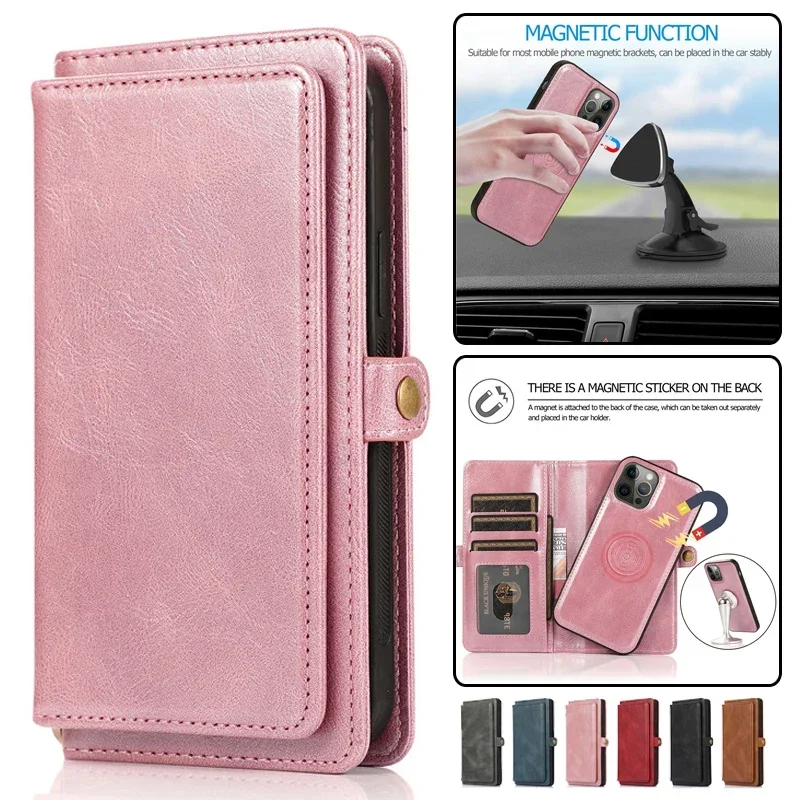 Wallet Magnetic Leather Phone Case For Samsung A54 A14 A73 A53 A33 A13 A72 A52s A32 Button 2-Piece Cover