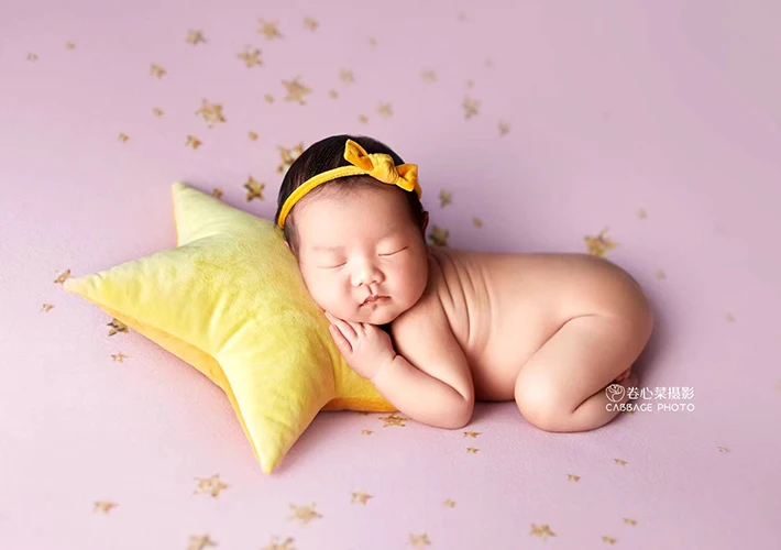 Sunshine Newborn Photography Props Shoot Pillow Auxiliary Stars With Headband Baby Posing Soft Pillow Double Sided Available