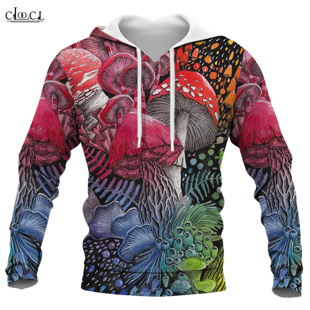 

CLOOCL Men Hoodie Fashion Colorful Mushrooms 3D Graphics Male Hoodie Unisex Hooded Sweatshirt Streetwear Jacket Tracksuits