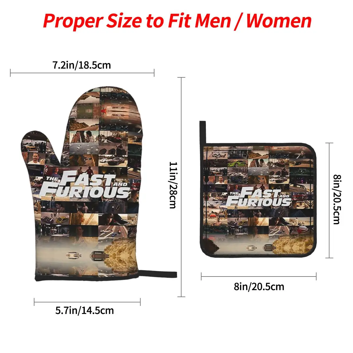 Fast And Furious Legends Tribute Oven Mitts and Pot Holder Sets of 4 for Baking Kitchen Cooking BBQ Resistant Non-Slip Gloves