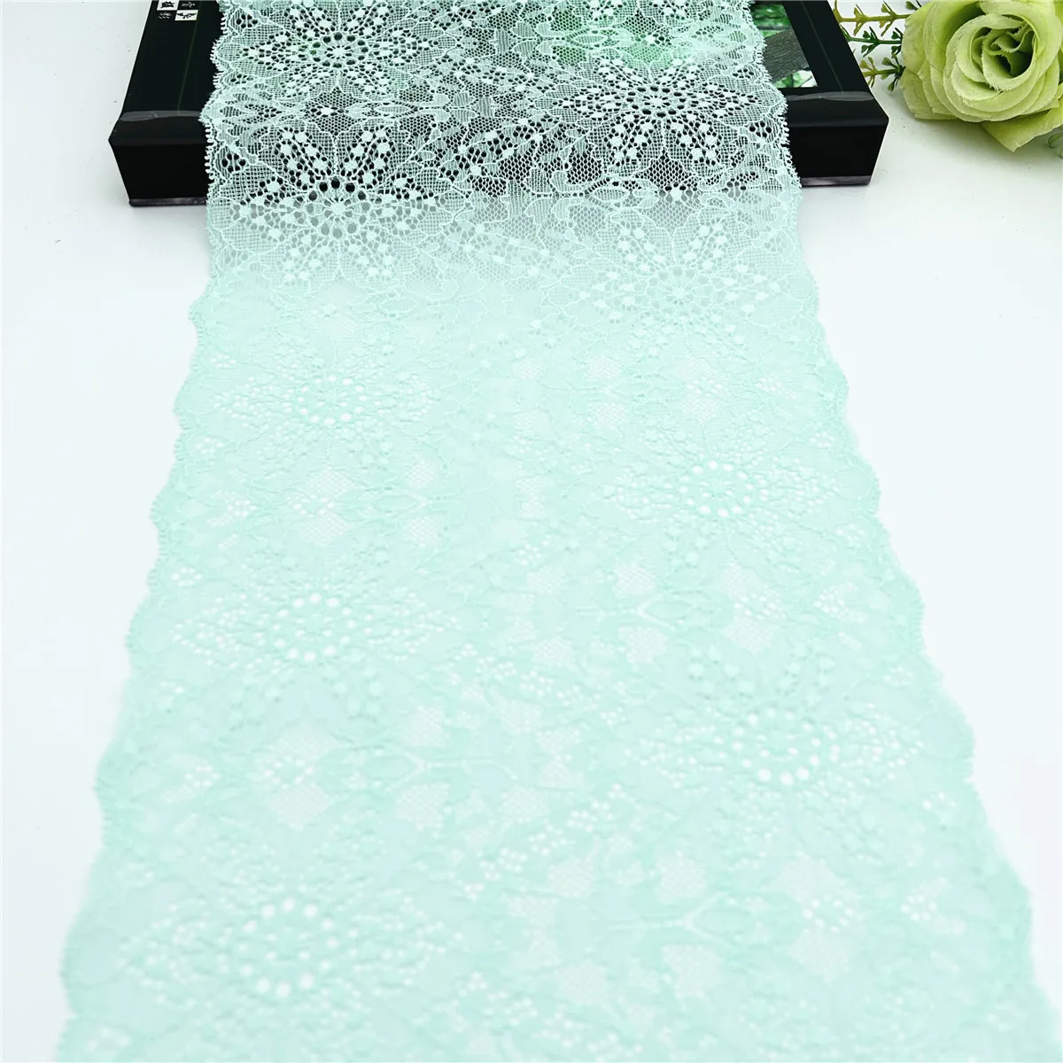 3y/lot Width 19.50cm Green Elastic Stretch Lace Trim Skirt Hem Underwear Sewing Craft DIY Apparel Fabric Lace For Dress Sleeve