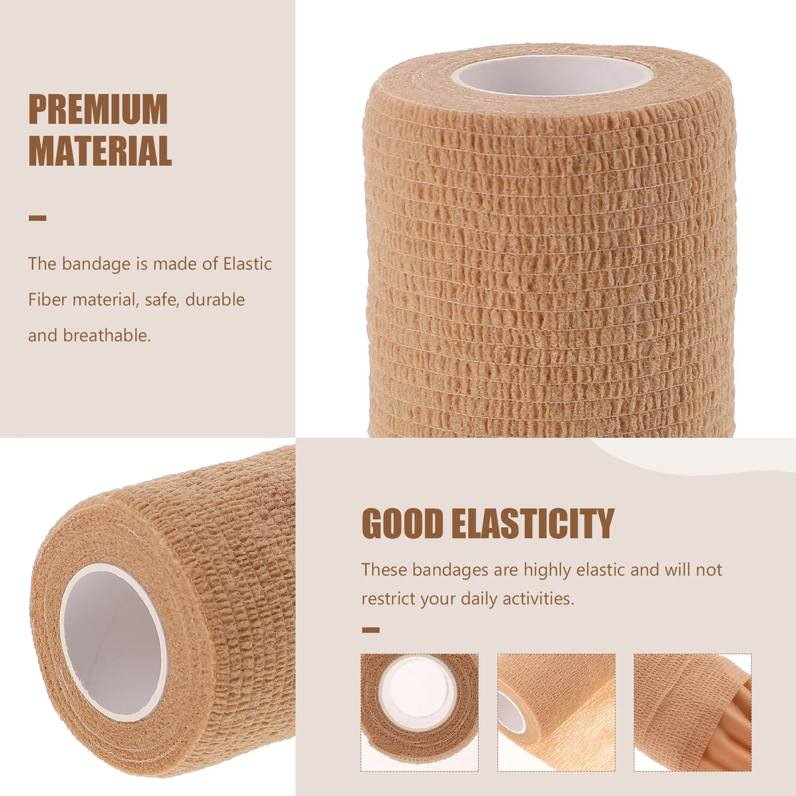 1 Roll Self Adhesive Bandage Wrap Elastic Fixing Tape For Sports Protection Writing Manual Operation First Aid Camping Hiking