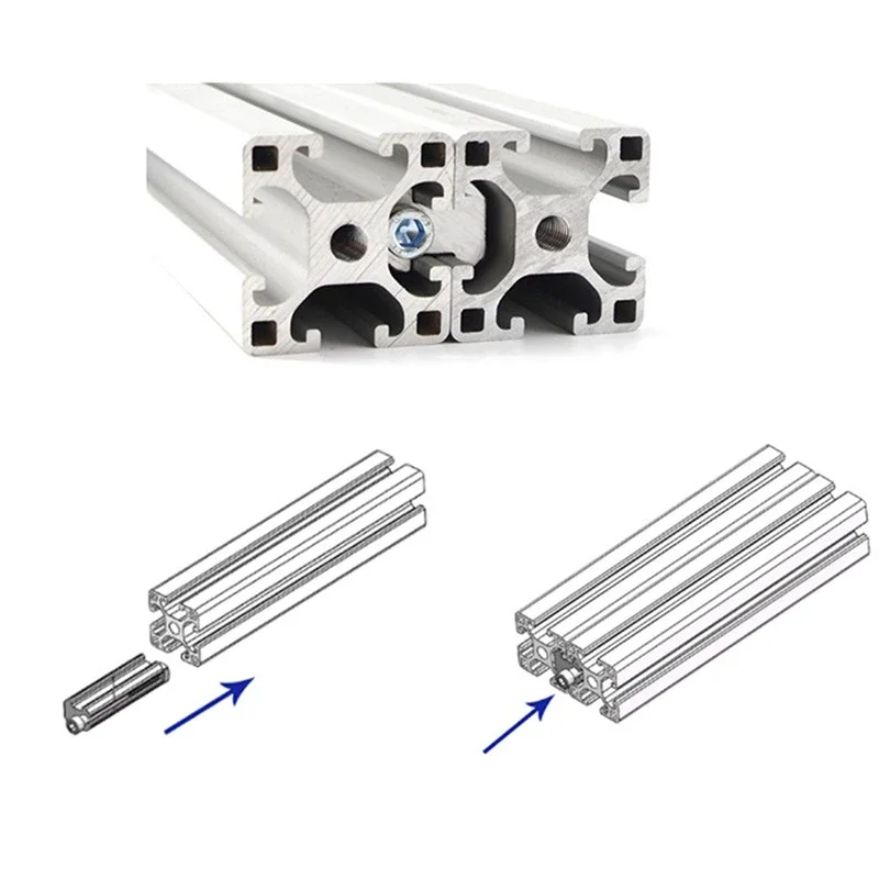 European Standard Aluminum Profile One-Line Connector Parallel Clamping Head 2020  3030 Docking Fixed Block Built-in Connector