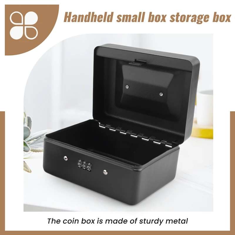 24-Stunden-Lieferung Robuste Metall-Münzbox mit feststellbarem Ablagefach – kleine Münzbox mit Zahlenschloss 15 x 12 x 7,7 cm