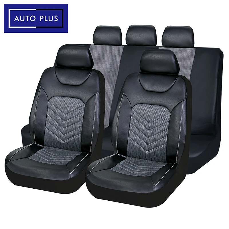 AUTO PLUS 8mm gąbka uniwersalna skóra i siatka oddychające pokrowce na siedzenia samochodowe poduszka siedziska pasuje do większość samochodów Suv Van Track Protector