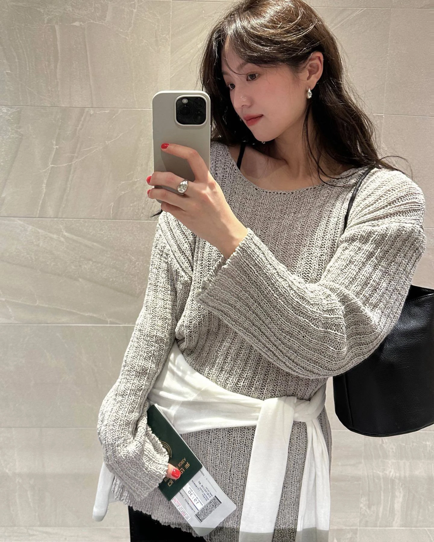 LC24 New Comfortable Casual Long Sve Knitted Sweater Striped oulder Loose Fit round Ne Mid-Length Pure Cotton Top