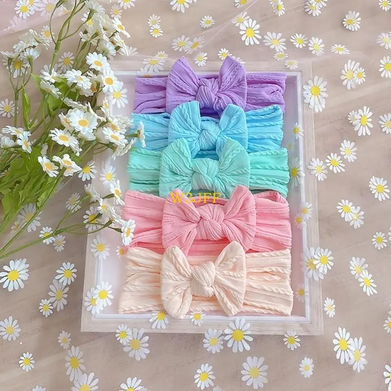 W3JF Baby Bow Bowband Set لطيف Turban Bowknot Bowknot Bowloy Soft Soft Flastic Hair Band for Newborn Toddler Girls Boys Gift