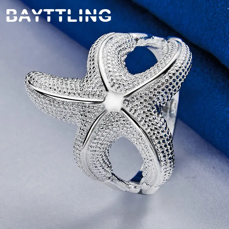 S925 Sterling Silver Exquisite 7/8/9/10# Personalized Starfish Ring For Women Charm Christmas Gift Fashion Jewelry Accessories