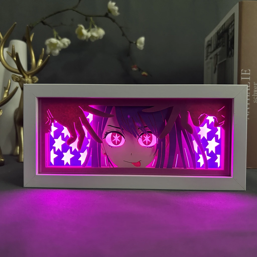 Paper Cut Anime Light Box Oshi No Ko Ai Hoshino for Bedroom Decor Birthday Gift Manga Shadow Box Desk Table Lamp LED Night Light