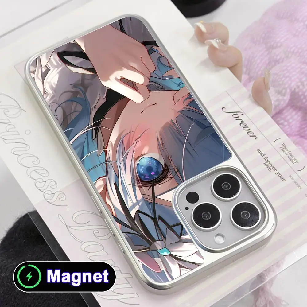 

ReZero Rem Waifu Phone Case for iPhone 17 16 15 14 13 12 11 Air Pro Max Plus Electroplated Silver Magnet Cover
