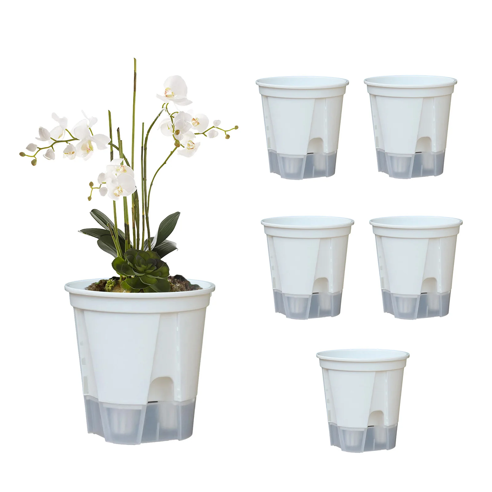 

5Pcs Transparent White Flower Pots Self Absorbent Root Control Butterfly Orchid Pot Flower Pots Home Garden Breathable Container