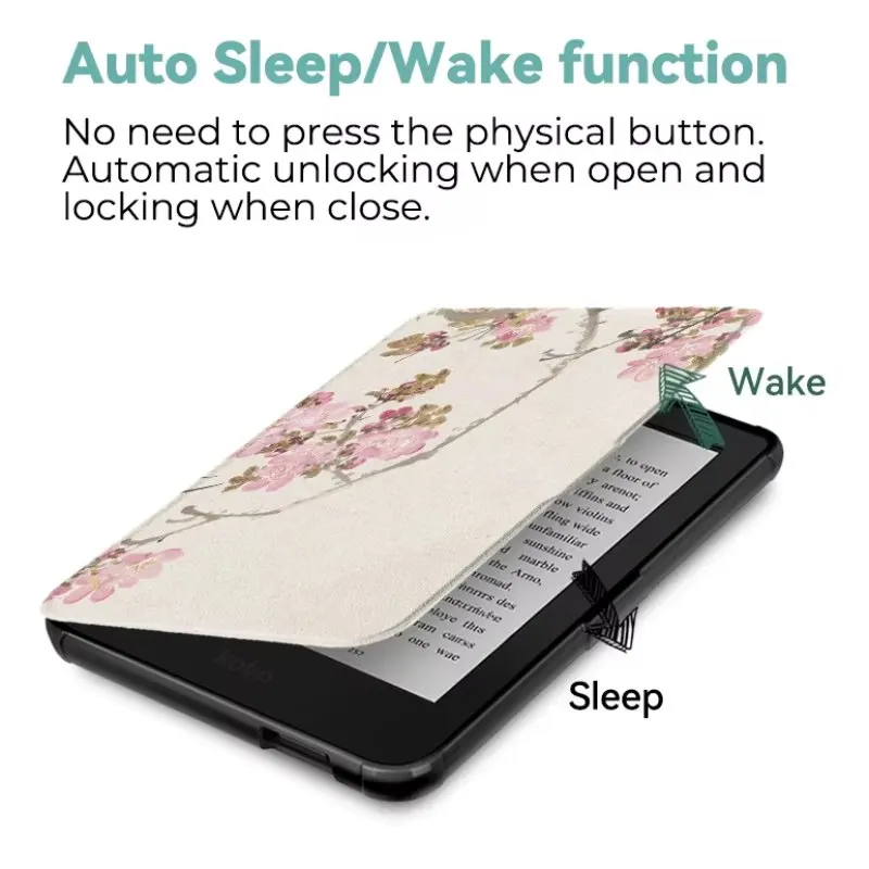 Etui na Kobo Clara BW/Colour/2E + Folia Ochronna na Ekran 6 Cali Miękkie Magnetyczne Etui z PU Skóry z Funkcją Automatycznego Wybudzania/Snu N365 N367 N506 — zdjęcie produktu 2