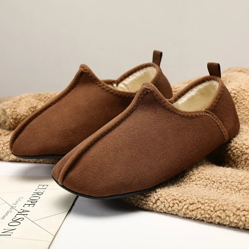 Nieuwe Winter Katoenen Schoenen Mannen Warm Slip Op Lichtgewicht Slippers Vrouwen Pluche Slaapkamer Huis Katoenen Loafers Unisex Winter Warme Schoenen