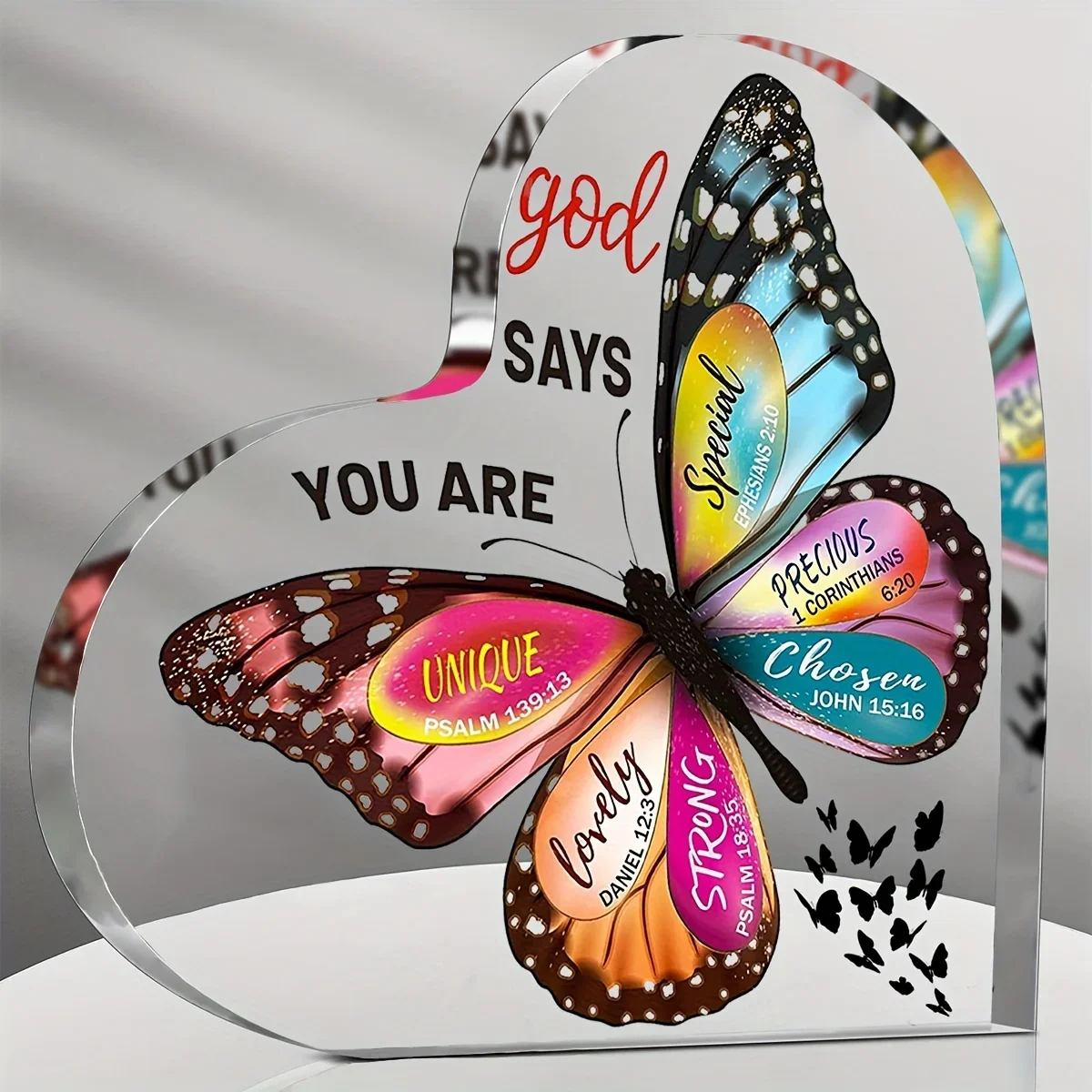 CIFBUY Acrylic Inspirational Butterfly Scripture Verse Desktop Decor for Women Faith Home Office Table Shelf Ornament Gift