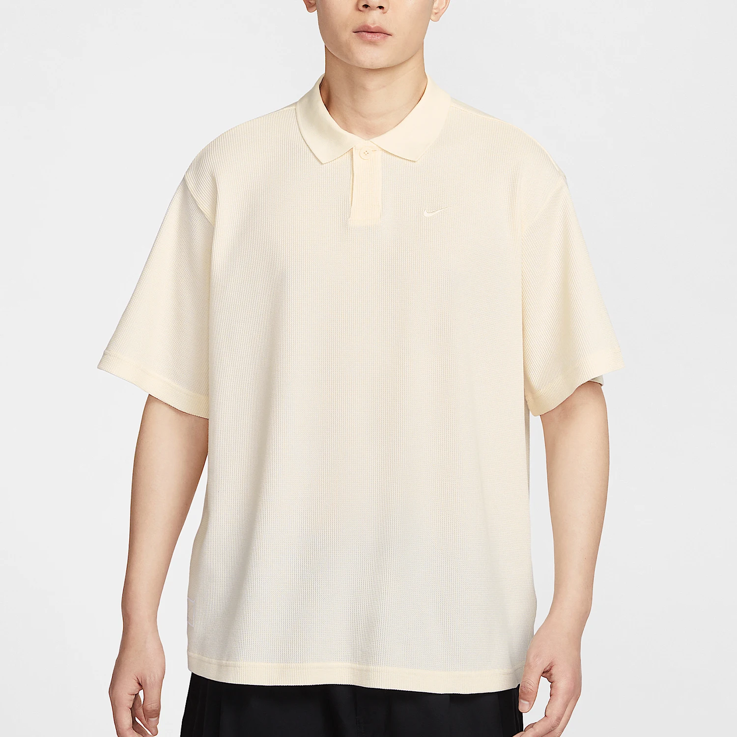 Camisa de manga corta con cuello de punto tipo waffle para hombre, talla grande, original de Nike, IF0377-110