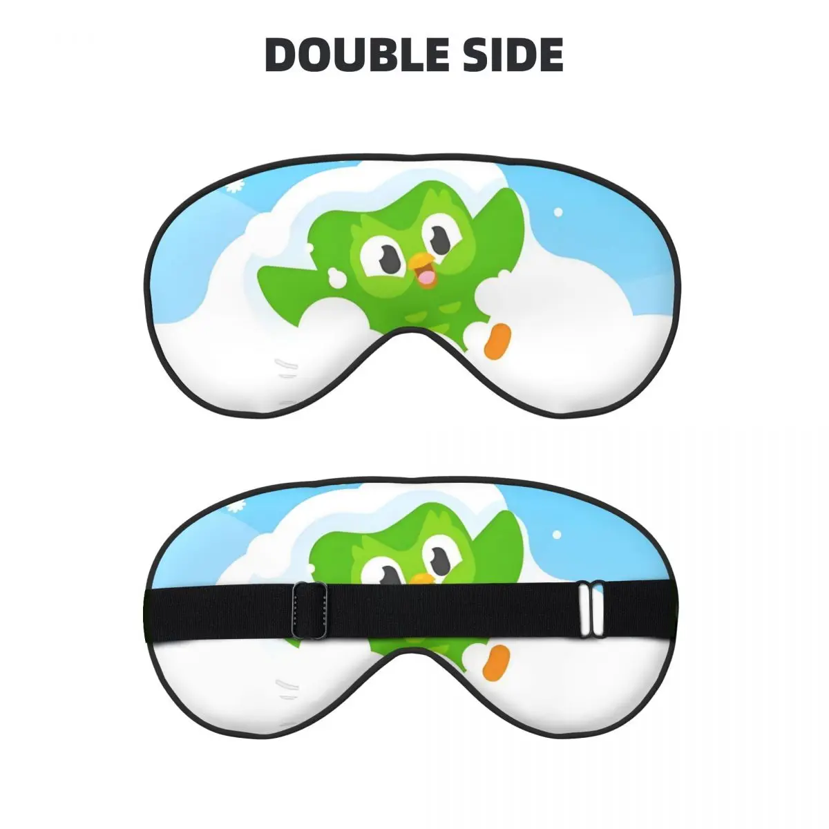 Grappig D-Duolingos Zacht Oogmasker Dubbelzijdig Mooi Groen De Uil Cartoon Anime Blinddoeken Creatieve Blokkeren Lichte Ooglapje
